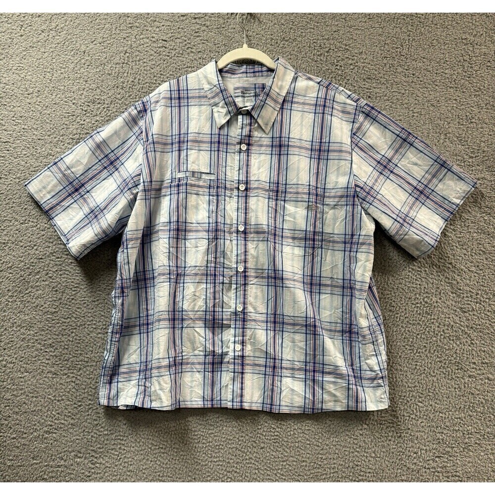 Dickies Shirt Mens 3XL Blue Plaid Short Sleeve Temp-iQ Performance Work